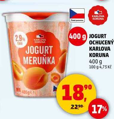 JOGURT OCHUCENÝ KARLOVA KORUNA, 400 g 