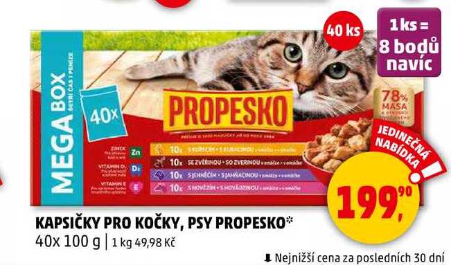 KAPSIČKY PRO KOČKY, PSY PROPESKO, 40x 100 g 