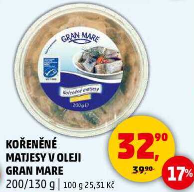 KOŘENĚNÉ MATJESY V OLEJI GRAN MARE, 200/130 g  
