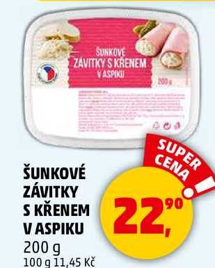ŠUNKOVÉ ZÁVITKY S KŘENEM V ASPIKU, 200 g 
