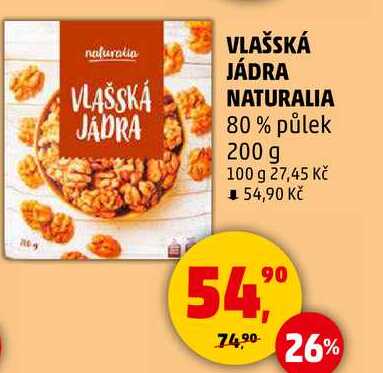 VLAŠSKÁ JÁDRA NATURALIA 80% půlek, 200 g 