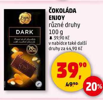 ČOKOLÁDA ENJOY různé druhy, 100 g  