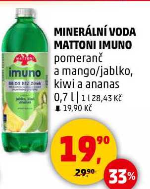 MINERÁLNÍ VODA MATTONI IMUNO pomeranč, 0,7 l 