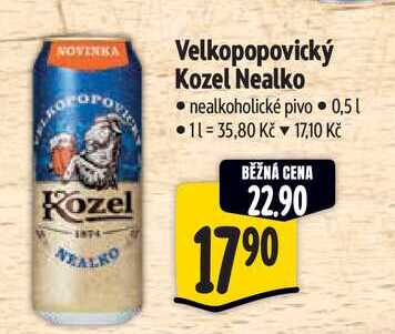 Velkopopovický Kozel Nealko, nealkoholické pivo 0,5l