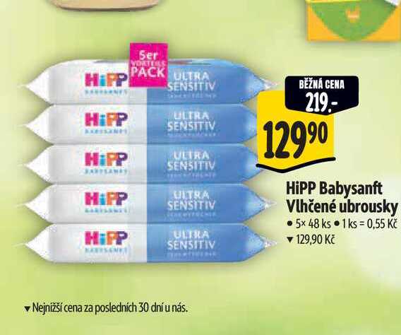 HiPP Babysanft Vlhčené ubrousky 5x 48 ks 