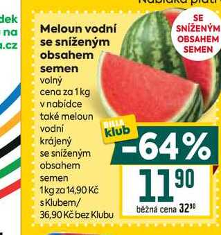 Meloun vodní se sníženým obsahem semen volný cena za 1 kg 