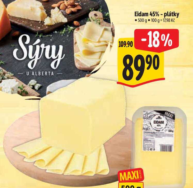 Eidam 45% - plátky 500 g 