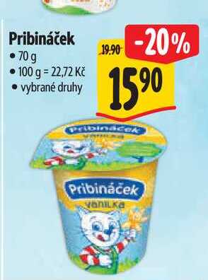 Pribináček 70g, vybrané druhy