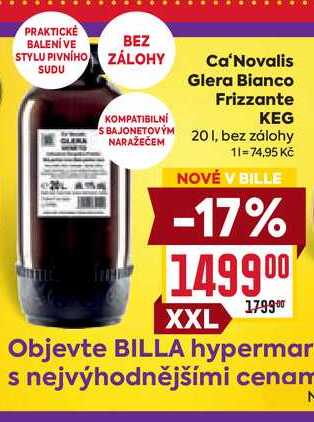 Ca'Novalis Glera Bianco Frizzante KEG 20l