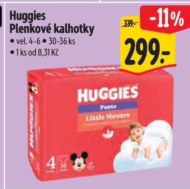 Huggies Plenkové kalhotky vel. 4-6 30-36 ks 