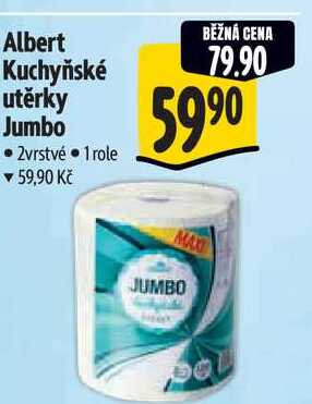 Albert Kuchyňské utěrky Jumbo 2vrstvé 1 role 