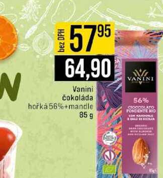 Vanini čokoláda hořka 56%+mandle 85 g 