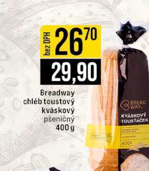Breadway chléb toustový kváskový pšeničný 400 g 