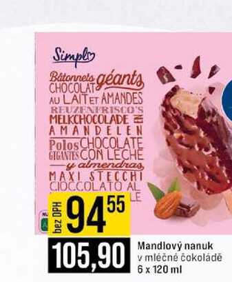 Mandlový nanuk v mléčné čokoládě 6 x 120 ml 