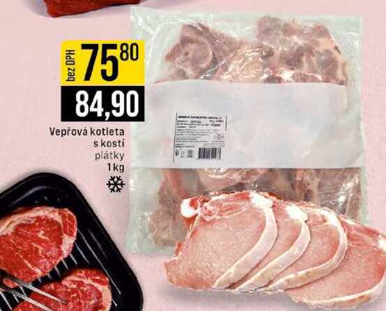 Vepřová kotleta s kostí plátky 1kg 
