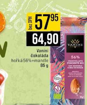 Vanini čokoláda hořka 56%+mandle 85g