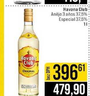 Havana Club Anėjo 3 años 37,5% Especial 37.5% 1l