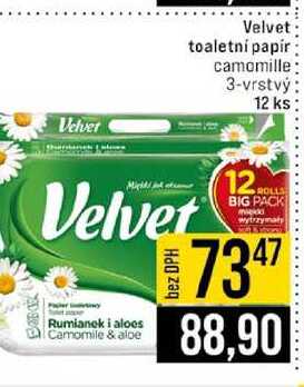 Velvet Velvet toaletní papír camomille 3-vrstvý 12 ks