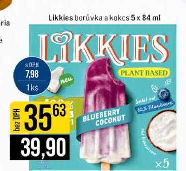Likkies borůvka a kokos 5 x 84 ml 