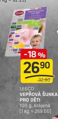 VEPŘOVÁ ŠUNKA PRO DĚTI 100 g, krájená
