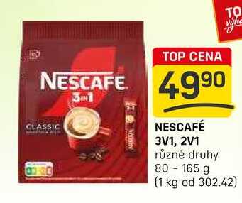 NESCAFÉ 3V1, 2V1 různé druhy 80-165 g