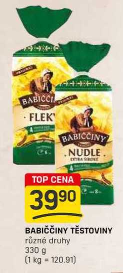BABIČČINY TĚSTOVINY různé druhy 330 g