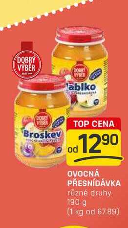 OVOCNÁ PŘESNÍDÁVKA různé druhy 190 g 