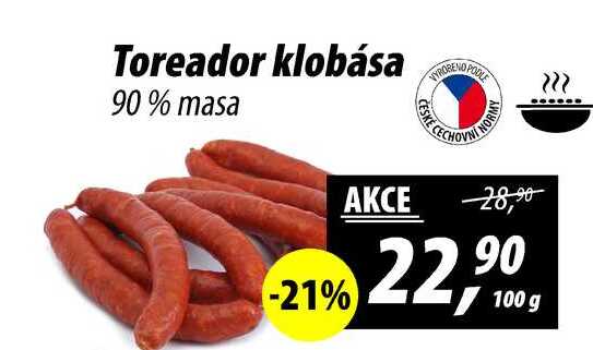 Toreador klobása 90% masa, 100 g 