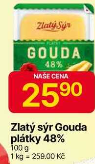 Zlatý sýr Gouda plátky 48% 100 g 