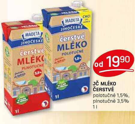 JČ MLÉKO ČERSTVÉ polotučné 1,5% 1l