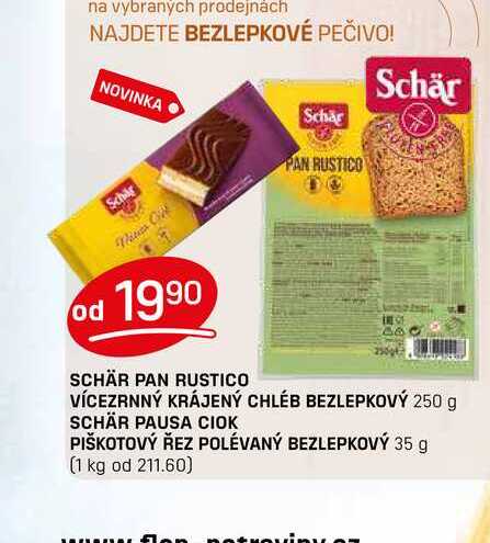 SCHÄR PAUSA CIOK PIŠKOTOVÝ ŘEZ POLÉVANÝ BEZLEPKOVÝ 35 g