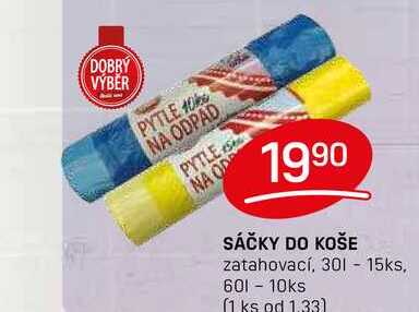 SÁČKY DO KOŠE zatahovací, 30l - 15ks