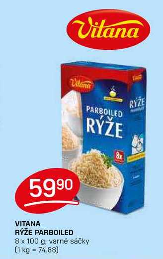 VITANA RÝŽE PARBOILED 8 x 100 g, varné sáčky 