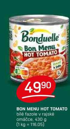 BON MENU HOT TOMATO bílé fazole v rajské omáčce, 430 g 
