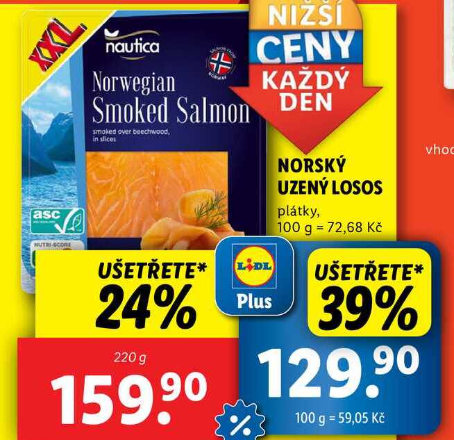 NORSKÝ UZENÝ LOSOS, 220 g