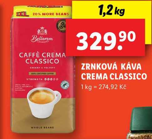 ZRNKOVÁ KÁVA CREMA CLASSICO, 1,2 kg