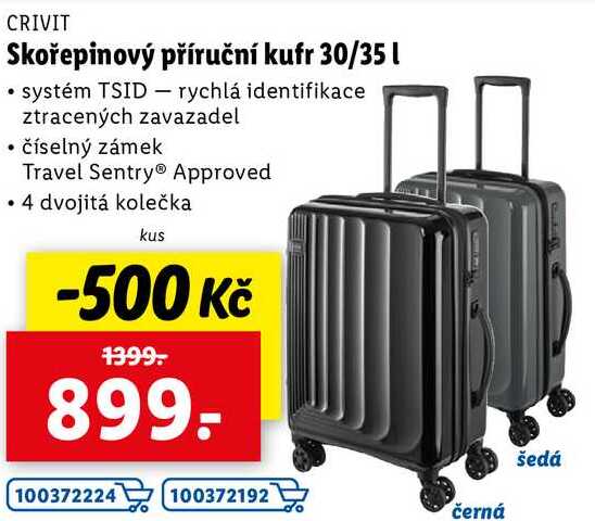 Skořepinový příruční kufr 30/35 l