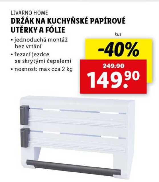 DRŽÁK NA KUCHYŇSKÉ PAPÍROVÉ UTĚRKY A FÓLIE 
