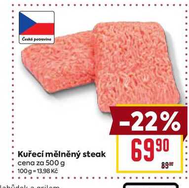 Kuřecí mělněný steak cena za 500 g 