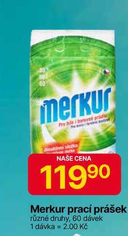 Merkur prací prášek různé druhy, 60 dávek