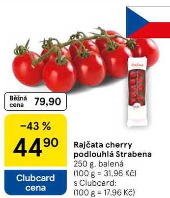 Rajčata cherry podlouhlá Strabena, 250 g, balená 