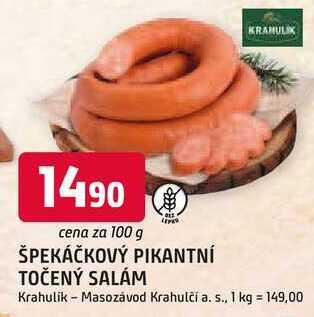ŠPEKÁČKOVÝ PIKANTNÍ TOČENÝ SALÁM 100 g
