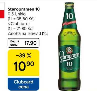 Staropramen 10, 0.5 1, sklo 