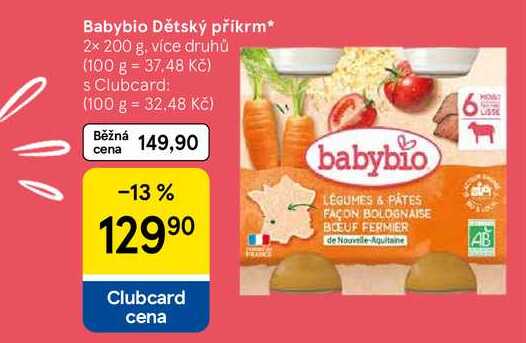 Babybio Dětský příkrm, 2x 200 g, více druhů 