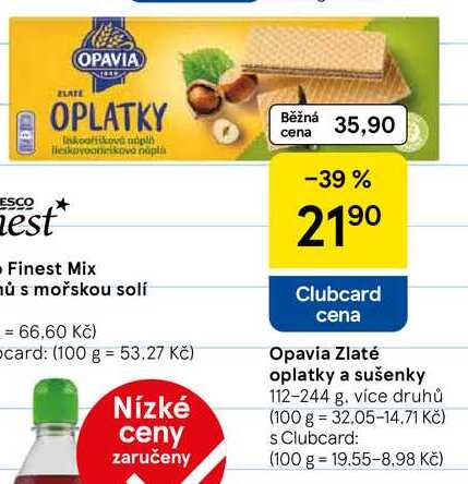 Opavia Zlaté oplatky a sušenky, 112-244 g