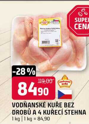 Vodňanské Kuře kuře bez drobů a 4 kuřecí strhna 1kg