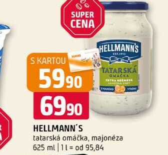 Hellmann's tatarská omáčka, majonéza 625ml, vybrané druhy