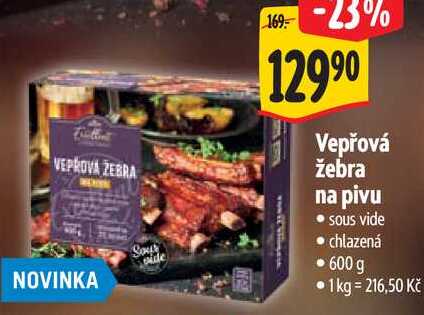 Vepřová žebra na pivu, 600 g