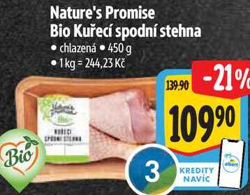 Bio Nature's Promise Bio Kuřecí spodní stehna, 450 g