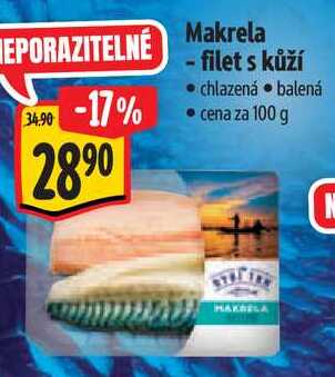 Makrela - filet s kůží, cena za 100 g 